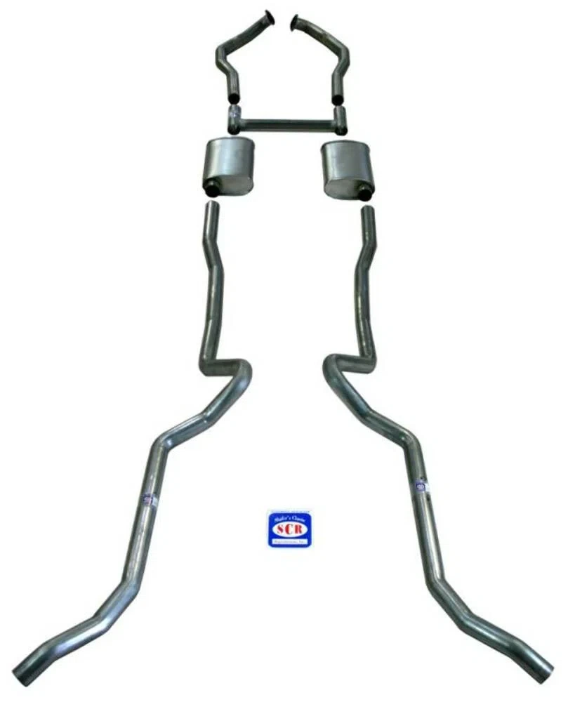 Fits 1955-1957 Chevrolet Full Size 2-1_2_ Dual Turbo Sanderson Cast Iron Manifolds Exhaust System 63108
